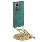 For Xiaomi 12 Lite Vintage Leather PC Back Cover Phone Case with Crossbody Strap(Green) - 1