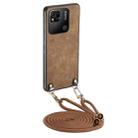 For Xiaomi Redmi 10A Vintage Leather PC Back Cover Phone Case with Crossbody Strap(Brown) - 1