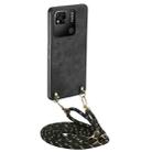 For Xiaomi Redmi 10A Vintage Leather PC Back Cover Phone Case with Crossbody Strap(Black) - 1