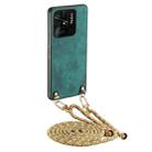 For Xiaomi Redmi 10C Vintage Leather PC Back Cover Phone Case with Crossbody Strap(Green) - 1