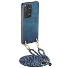For Xiaomi Redmi Note 11S Vintage Leather PC Back Cover Phone Case with Crossbody Strap(Blue) - 1