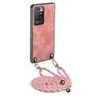 For Xiaomi Redmi 10 Vintage Leather PC Back Cover Phone Case with Crossbody Strap(Pink) - 1