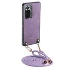 For Xiaomi Redmi Note 10 Pro 5G Vintage Leather PC Back Cover Phone Case with Crossbody Strap(Purple) - 1