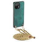 For Xiaomi Mi 11 Lite Vintage Leather PC Back Cover Phone Case with Crossbody Strap(Green) - 1