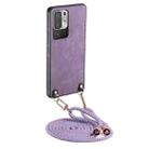 For Xiaomi Redmi Note 10 5G Vintage Leather PC Back Cover Phone Case with Crossbody Strap(Purple) - 1