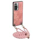 For Xiaomi Redmi Note 10 Pro 4G Vintage Leather PC Back Cover Phone Case with Crossbody Strap(Pink) - 1