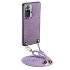 For Xiaomi Redmi Note 10 Pro 4G Vintage Leather PC Back Cover Phone Case with Crossbody Strap(Purple) - 1