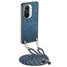 For Xiaomi Redmi K40 Vintage Leather PC Back Cover Phone Case with Crossbody Strap(Blue) - 1