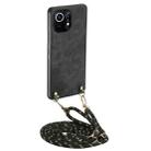 For Xiaomi Mi 11 Vintage Leather PC Back Cover Phone Case with Crossbody Strap(Black) - 1