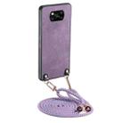 For Xiaomi Poco X3 NFC Vintage Leather PC Back Cover Phone Case with Crossbody Strap(Purple) - 1