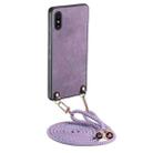 For Xiaomi Redmi 9A Vintage Leather PC Back Cover Phone Case with Crossbody Strap(Purple) - 1