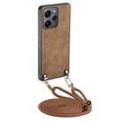 For Xiaomi Redmi 12 4G / 5G Vintage Leather PC Back Cover Phone Case with Crossbody Strap(Brown) - 1
