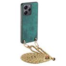 For Xiaomi Redmi 12 4G / 5G Vintage Leather PC Back Cover Phone Case with Crossbody Strap(Green) - 1