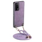 For Xiaomi Redmi K60 / K60 Pro Vintage Leather PC Back Cover Phone Case with Crossbody Strap(Purple) - 1