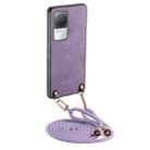 For Xiaomi Redmi K50 / K50 Pro Vintage Leather PC Back Cover Phone Case with Crossbody Strap(Purple) - 1