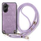For Redmi Turbo 4 Vintage Leather PC Back Cover Phone Case with Crossbody Strap(Purple) - 2