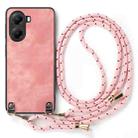 For Xiaomi Poco X7 Pro Vintage Leather PC Back Cover Phone Case with Crossbody Strap(Pink) - 2