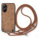 For Xiaomi Poco X7 Pro Vintage Leather PC Back Cover Phone Case with Crossbody Strap(Brown) - 2