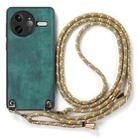 For Redmi K80 / Poco F7 Pro Vintage Leather PC Back Cover Phone Case with Crossbody Strap(Green) - 2