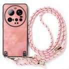 For Xiaomi 15 Ultra Vintage Leather PC Back Cover Phone Case with Crossbody Strap(Pink) - 2