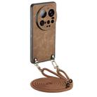 For Xiaomi 15 Ultra Vintage Leather PC Back Cover Phone Case with Crossbody Strap(Brown) - 1