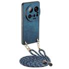 For Xiaomi 15 Ultra Vintage Leather PC Back Cover Phone Case with Crossbody Strap(Blue) - 1