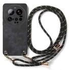 For Xiaomi 15 Ultra Vintage Leather PC Back Cover Phone Case with Crossbody Strap(Black) - 2