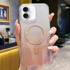 For iPhone 16 Gradient Transparent PC MagSafe Phone Case(Gradient Brown) - 1