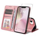 For iPhone SE 2025 ENKAY Card Wallet Calf Texture Leather Phone Case with Screen Film(Pink) - 1