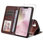 For iPhone SE 2025 ENKAY Card Wallet Calf Texture Leather Phone Case with Screen Film(Brown) - 1