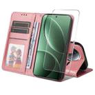 For Redmi K80 ENKAY Card Wallet Calf Texture Leather Phone Case with Screen Film(Pink) - 1