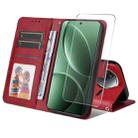 For Redmi K80 ENKAY Card Wallet Calf Texture Leather Phone Case with Screen Film(Red) - 1