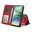 For Redmi A5 173mm ENKAY Card Wallet Calf Texture Leather Phone Case with Screen Film(Red) - 1