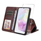 For Samsung Galaxy A36 / A56 ENKAY Card Wallet Calf Texture Leather Phone Case with Screen Film(Brown) - 1