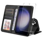 For Samsung Galaxy S25+ 5G ENKAY Card Wallet Calf Texture Leather Phone Case with Screen Film(Black) - 1