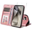 For Samsung Galaxy S25 Ultra 5G ENKAY Card Wallet Calf Texture Leather Phone Case with Screen Film(Pink) - 1