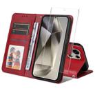 For Samsung Galaxy S25 Ultra 5G ENKAY Card Wallet Calf Texture Leather Phone Case with Screen Film(Red) - 1