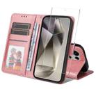 For Samsung Galaxy S24 Ultra 5G ENKAY Card Wallet Calf Texture Leather Phone Case with Screen Film(Pink) - 1