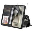 For Samsung Galaxy S24 Ultra 5G ENKAY Card Wallet Calf Texture Leather Phone Case with Screen Film(Black) - 1