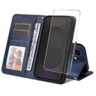For Samsung Galaxy S25 FE 5G ENKAY Card Wallet Calf Texture Leather Phone Case with Screen Film(Blue) - 1