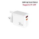 PD31 5V-20V 30W USB-C / Type-C + USB-A Multi Protocol Compatible Charger, UK Plug(White) - 2