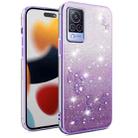 For vivo S9 Gradient Glitter Flower All-inclusive Phone Case(Purple) - 1