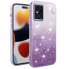 For vivo S10 Gradient Glitter Flower All-inclusive Phone Case(Purple) - 1