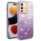 For vivo S12 Gradient Glitter Flower All-inclusive Phone Case(Purple) - 1