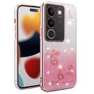 For vivo S15e Gradient Glitter Flower All-inclusive Phone Case(Pink) - 1