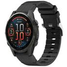 For Garmin Fenix 8 AMOLED 47mm Quick Release Buckle 22mm Silicone Leather Watch Band(Black) - 1