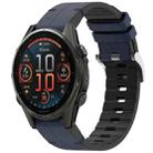 For Garmin Fenix 8 AMOLED 47mm Quick Release Buckle 22mm Silicone Leather Watch Band(Dark Blue) - 1