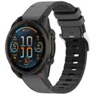 For Garmin Fenix 8 AMOLED 43mm Quick Release Buckle 20mm Silicone Leather Watch Band(Gray) - 1