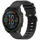 For Garmin  Fenix 8 AMOLED 51mm Quick Release Buckle 26mm Silicone Leather Watch Band(Black) - 1