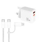 PD31 30W USB-C / Type-C + USB-A Charger with Type-C+8 Pin 2-in-1 Data Cable, UK Plug(White) - 1